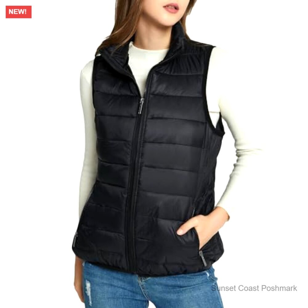 Puffer Vest Down Alternative Insulated Windproof Zip Pockets Packable - Picture 2 of 7
